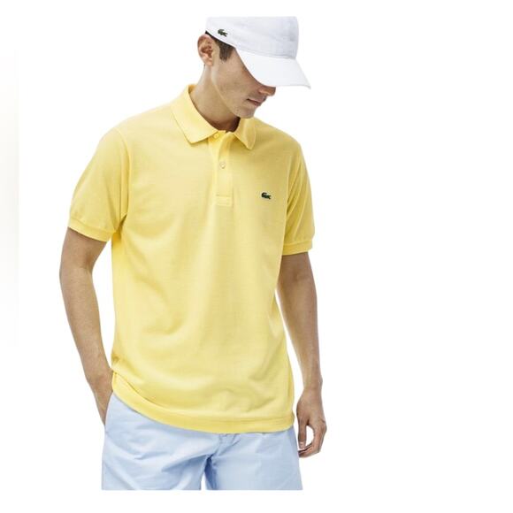 Lacoste Yellow Polo Shirt Top made in France Preppy Style Plus Size Cotton 4XL - Picture 1 of 13